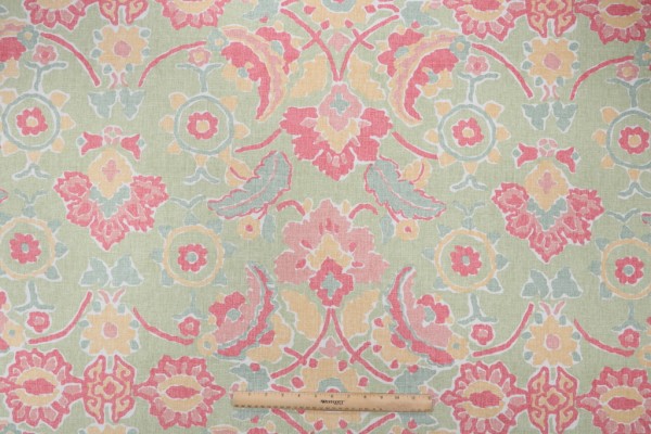 Click for 1 Yards Thibaut Marseille F93133 Printed Cotton Drapery Fabric in Green Thibaut Marseille F93133 Printed Cotton Drapery Fabric in Green