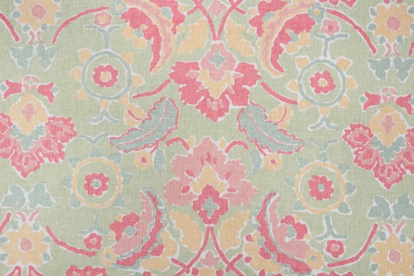 Click for 1 Yards Thibaut Marseille F93133 Printed Cotton Drapery Fabric in Green Thibaut Marseille F93133 Printed Cotton Drapery Fabric in Green