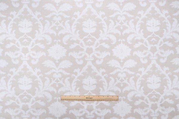 Thibaut Anita Damask F98635 Printed Drapery Fabric in White on Natural