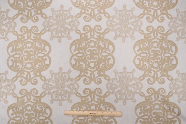 Thibaut Jakarta F98616 Printed Drapery Fabric in Taupe