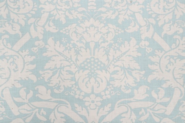 Thibaut Residence Damask F91351 Printed Linen Blend Drapery Fabric in Aqua