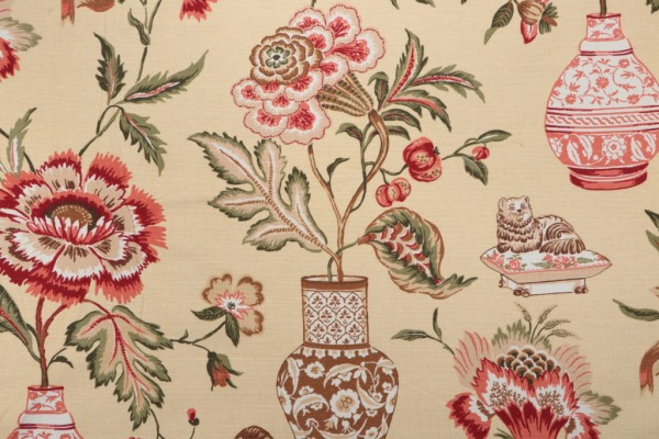 Thibaut Marrakesh F93331 Printed Cotton Drapery Fabric in Gold