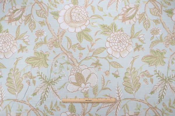 Thibaut Fanfare F96752 Printed Drapery Fabric in Aqua