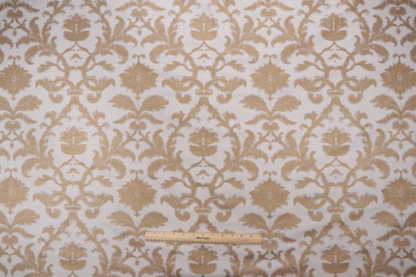 Thibaut Anita Damask F98636 Printed Drapery Fabric in Metallic on Natural