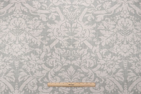 Thibaut Residence Damask F91349 Printed Linen Blend Drapery Fabric in Slate Blue
