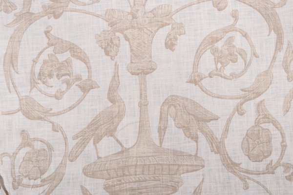 Thibaut Renaissance F91316 Printed Linen Blend Drapery Fabric in Beige
