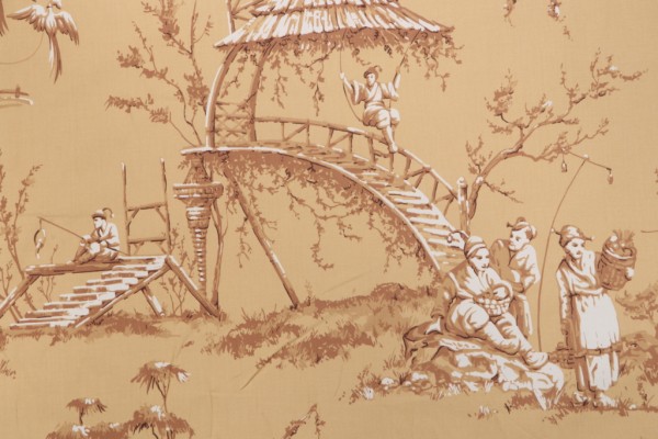 Thibaut Meridian F95306 Printed Cotton Drapery Fabric in Dark Gold