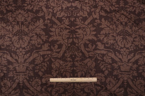 Thibaut Residence Damask F91350 Printed Linen Blend Drapery Fabric in Brown