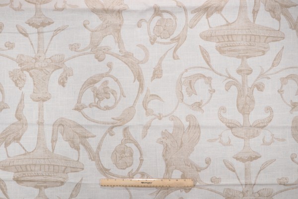Thibaut Renaissance F91316 Printed Linen Blend Drapery Fabric in Beige