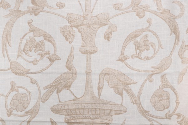 Thibaut Renaissance F91316 Printed Linen Blend Drapery Fabric in Beige