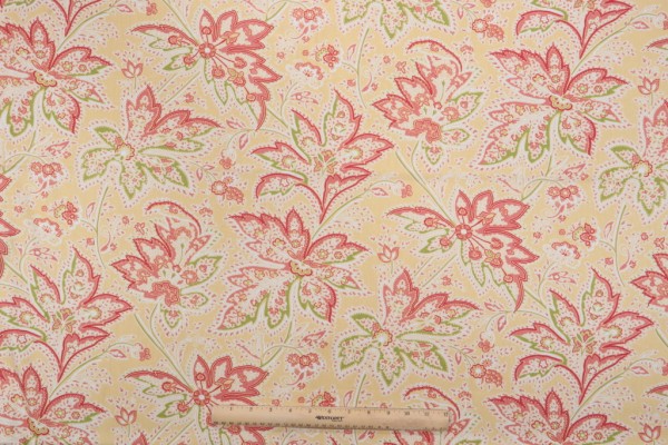 Thibaut Brunswick F9106 Printed Cotton Twill Drapery Fabric in Yellow