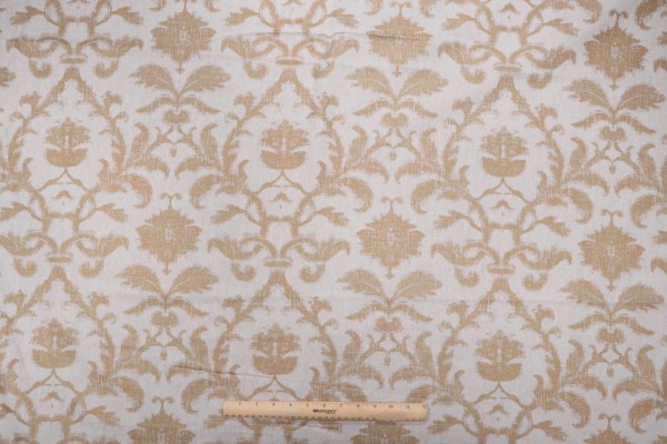 1 Yard Thibaut Anita Damask F98636 Printed Drapery Fabric in Metallic on Natural