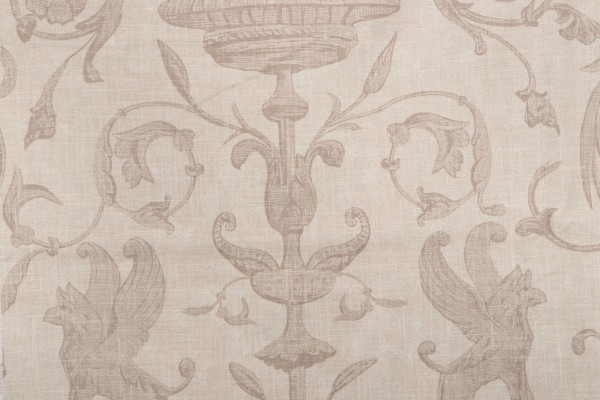 Thibaut Renaissance F91316 Printed Linen Blend Drapery Fabric in Cream