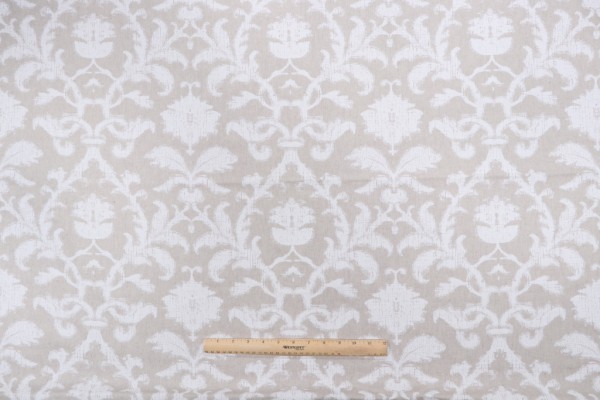 Click for 1.38 Yards Thibaut Anita Damask F98635 Printed Drapery Fabric in White on Natural Thibaut Anita Damask F98635 Printed Drapery Fabric in White on Natural