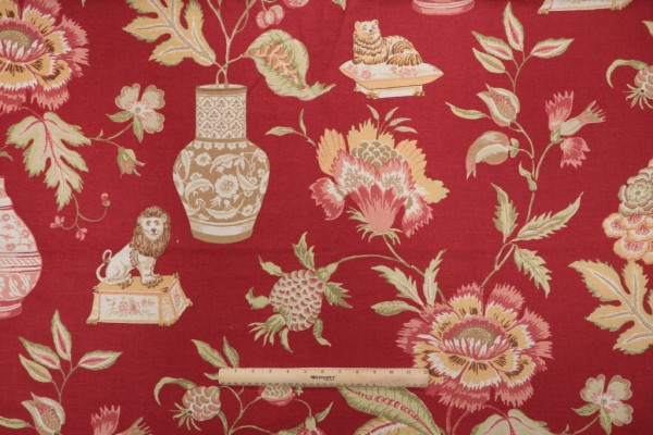 Thibaut Marrakesh F93328 Printed Drapery Fabric in Red