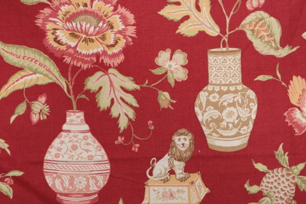 Thibaut Marrakesh F93328 Printed Drapery Fabric in Red