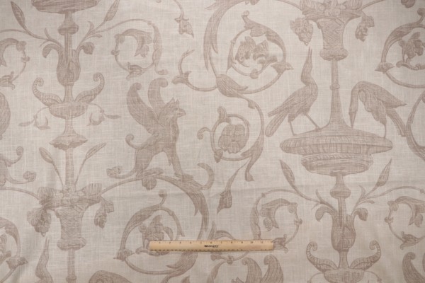 Thibaut Renaissance F91312 Printed Linen Blend Drapery Fabric in Cream