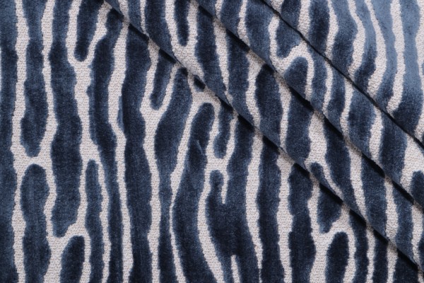 Sample of Hamilton Bedford Velvet Upholstery Fabric in Marine 