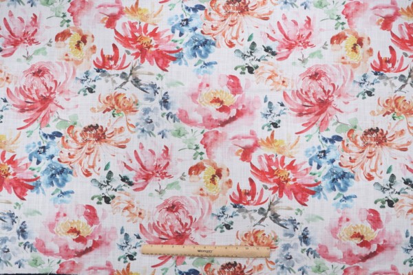 Hamilton Flora Printed Cotton Drapery Fabric in Geranium 