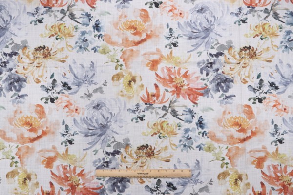Hamilton Flora Printed Cotton Drapery Fabric in Copper 