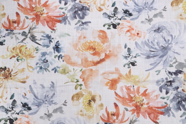 Hamilton Flora Printed Cotton Drapery Fabric in Copper 
