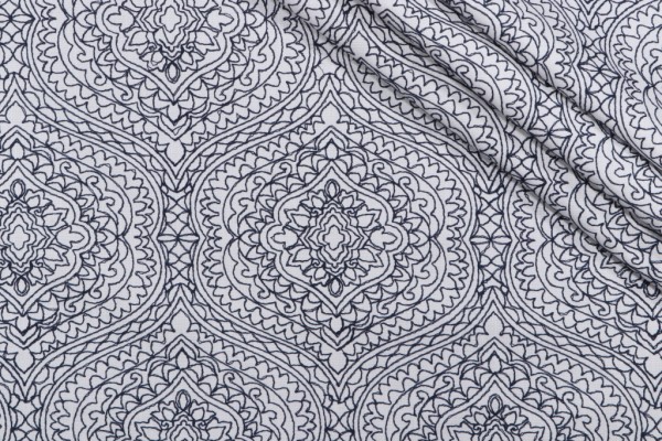 Valiant Fabrics Dalliance Embroidered Drapery Fabric in Nautic 