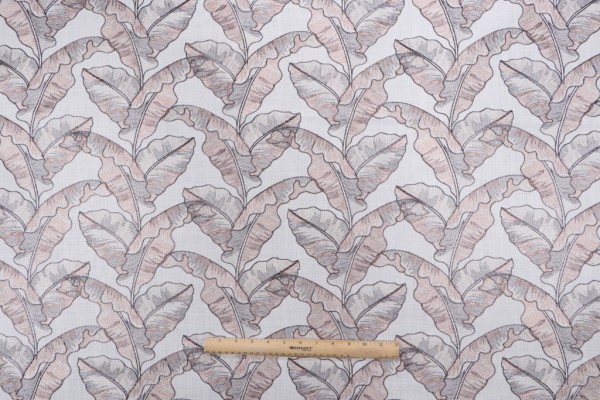 Valiant Fabrics Palm Embroidered Drapery Fabric in Blush 