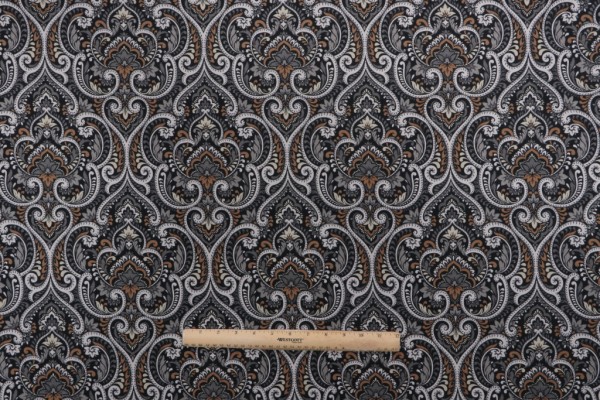 Sample of Richloom Parkview Printed Polyester Outdoor Fabric in Noir 