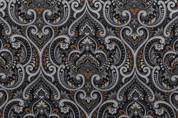 Sample of Richloom Parkview Printed Polyester Outdoor Fabric in Noir 