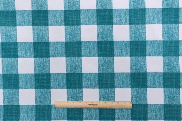 Sample of Richloom Patterson Printed Polyester Outdoor Fabric in Peacock 