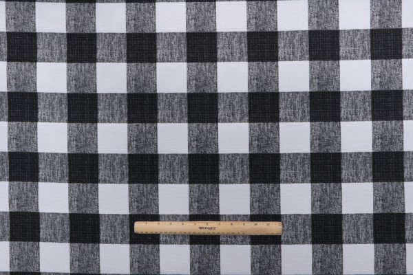 Sample of Richloom Patterson Printed Polyester Outdoor Fabric in Black 