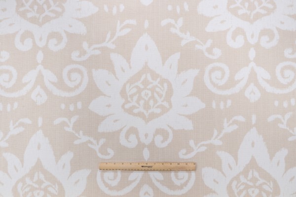 Thibaut Bridgewater Damask F9162 Printed Cotton Drapery Fabric in Beige