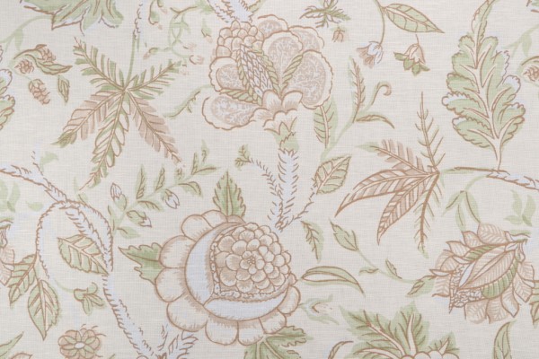 Thibaut Fanfare F96750 Printed Cotton Drapery Fabric in Cream