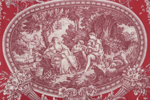 Thibaut Biltmore F97313 Printed Cotton Drapery Fabric in Red on Coral
