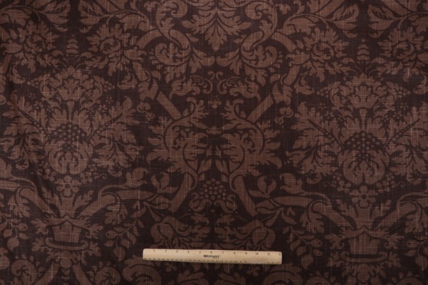 Thibaut Residence Damask F91350 Printed Linen Blend Drapery Fabric in Brown