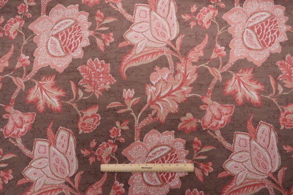 Thibaut Jacobean Trail F93308 Printed Drapery Fabric in Brown