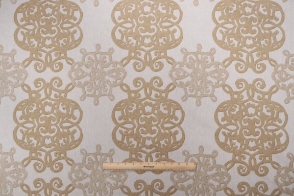Thibaut Jakarta F98616 Printed Drapery Fabric in Taupe