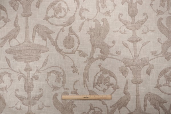 Thibaut Renaissance F91312 Printed Drapery Fabric in Cream