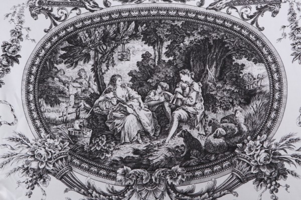 Thibaut Biltmore F97315 Printed Cotton Drapery Fabric in Black on White