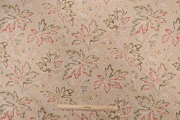 Thibaut Brunswick F9105 Printed Cotton Twill Drapery Fabric in Beige