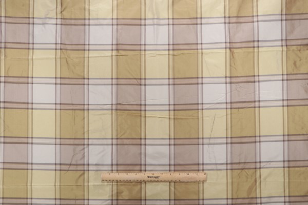 Old World Weavers Squadron Check Silk Decorator Fabric in Raffia for Scalamandre