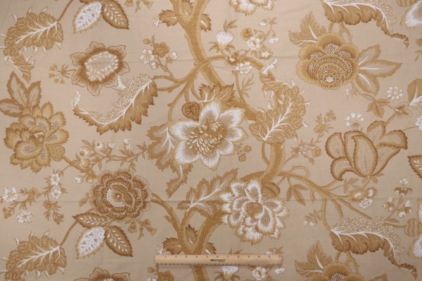 Click for 1.25 Yards Old World Weavers Seville Printed Drapery Fabric in Toffee on Almond for Scalamandre Old World Weavers Seville Printed Drapery Fabric in Toffee on Almond for Scalamandre