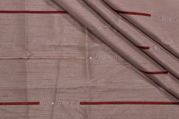 Old World Weavers Brilliants Rhinestone Embroidered Drapery Fabric in Taupe for Scalamandre