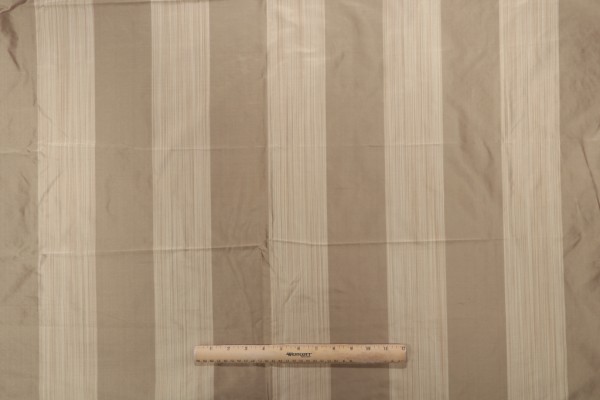 1 Yard Grey Watkins Ferrara Stripe Silk Decorator Fabric in Tan for Scalamandre