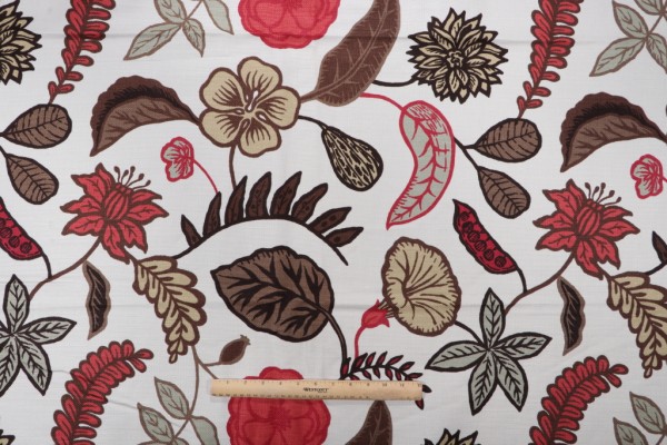 Old World Weavers Asta Printed Drapery Fabric in Multi on Cream for Scalamandre