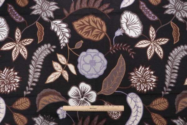 Old World Weavers Asta Printed Drapery Fabric in Multi on Black for Scalamandre