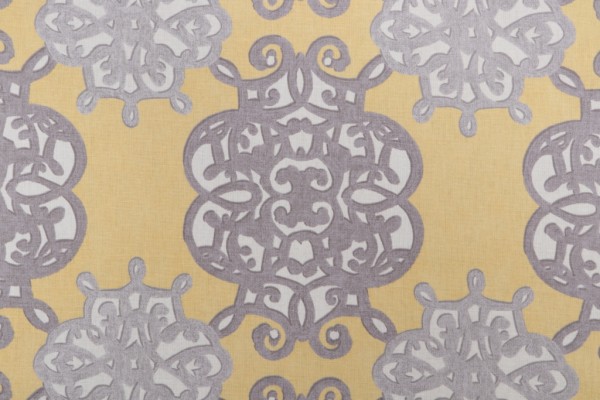 Thibaut Jakarta F98614 Printed Drapery Fabric in Yellow and Grey