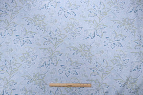 Thibaut Brunswick F9101 Printed Cotton Twill Drapery Fabric in Blue