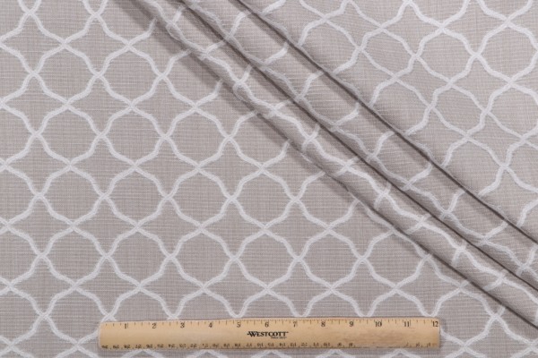 Sabrina Trellis Woven Chenille Upholstery Fabric in Linen