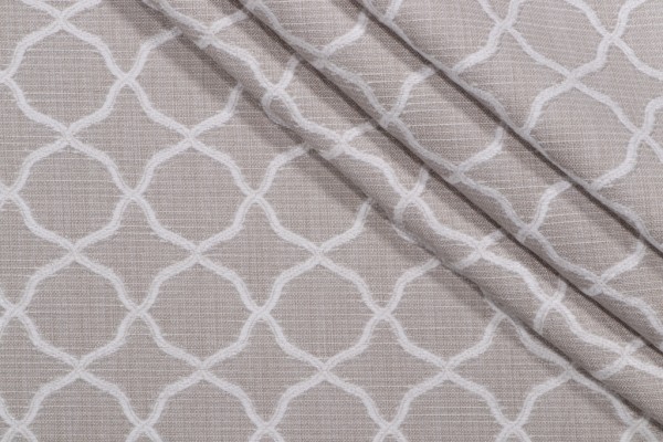 Sabrina Trellis Woven Chenille Upholstery Fabric in Linen